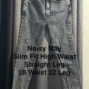 Noisy May Washed Gray High Waist Jeans